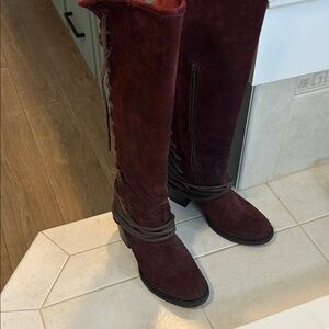 Freebird by Steven full leather-Burgundy Lace Up Boots